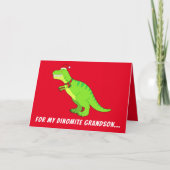Kleinzoon: T-Rex in Santa Hat voor Kerstmis! Feestdagen Kaart (Voorkant)