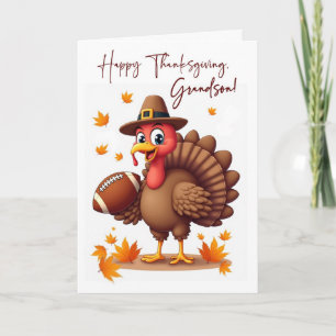 Kleinzoon Thanksgiving Grappige Kalkoen met Americ Kaart
