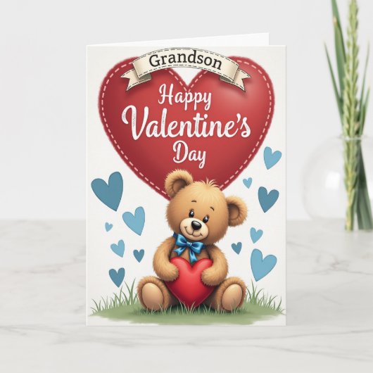 Kleinzoon Valentijnsdag Beer Kaart (Voorkant)