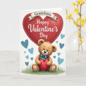 Kleinzoon Valentijnsdag Beer Kaart (Gele Bloem)