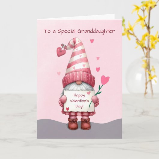 Kleinzoon Valentijnsdag Kabouter met Hartjes Kaart (Gele Bloem)