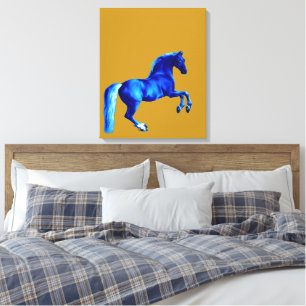 Kleinzoon van de Godolphin Arabian. blauw paard Canvas Afdruk