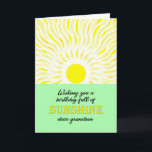 Kleinzoon Verjaardag Bright Sunshine Kaart<br><div class="desc">Verjaardagskaart voor een kleinzoon. Een wens voor een verjaardag vol zonneschijn. Een heldere en vrolijke kaart met een gloeiende zon die heldere zonnestralen naar beneden stuurt.</div>