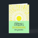 Kleinzoon Verjaardag Bright Sunshine Kaart<br><div class="desc">Verjaardagskaart voor een kleinzoon. Een wens voor een verjaardag vol zonneschijn. Een heldere en vrolijke kaart met een gloeiende zon die heldere zonnestralen naar beneden stuurt.</div>