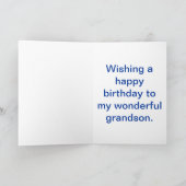 Kleinzoon Verjaardag Cartoon Uil en Ballonnen Kaart (Binnen)