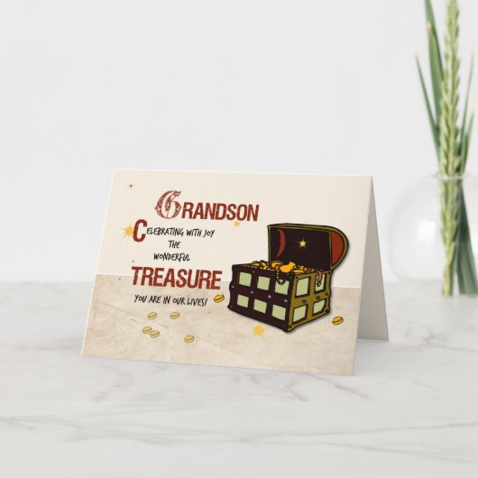 Kleinzoon Verjaardag met Piratenschat Kaart (Voorkant)