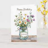 Kleinzoon Verjaardag Wilde Bloemen Metselwerk Pot Kaart (Gele Bloem)