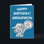 Kleinzoon Verjaardagskaart met kleine tennisjongen Kaart<br><div class="desc">Kleinzoon Verjaardagskaart met kleine tennisjongen. Kinderen tennis cartoon ontwerp. Creëer cadeaus voor tennissers met een leuke slogan,  gezegde,  quote,  naam of grap.</div>