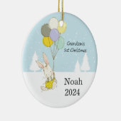 Kleinzoon's eerste Schattigee kerstkonijn Keramisch Ornament (Rechts)