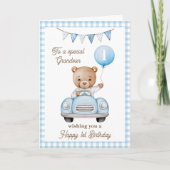 Kleinzoon's eerste verjaardag Teddy Bear Groet Kaart (Voorkant)