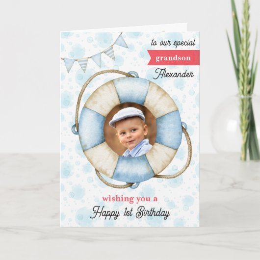 Kleinzoon's foto Verjaardag Nautisch Wenskaart Kaart (Voorkant)