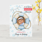 Kleinzoon's foto Verjaardag Nautisch Wenskaart Kaart (Gele Bloem)