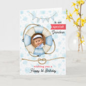 Kleinzoon's foto Verjaardag Nautisch Wenskaart Kaart (Gele Bloem)