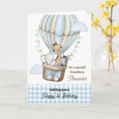 Kleinzoon's verjaardag Hete Luchtballon Groet Kaart (Gele Bloem)