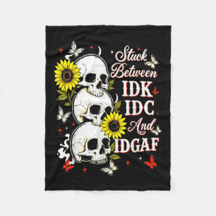 Klem tussen Idk, Ik En Idgaf Zonnebloem Schedel Sa Fleece Deken