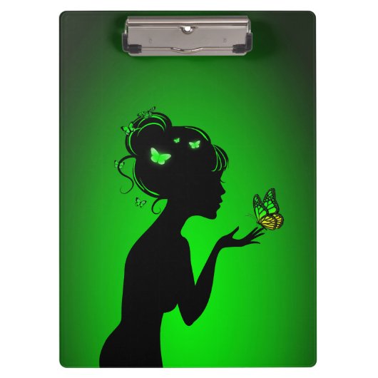 Klembord De vrouw groene vlinders (Voorkant)