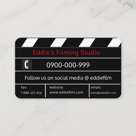 Klembord Film & Video Movie Slate Visitekaartje (Voorkant)