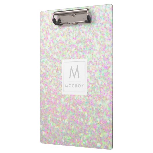 Klembord - Iridescent Glitter Initiaal Name (Links)