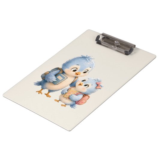 Klembord met Blauwe Vogel Broer en Zus (Gekanteld)