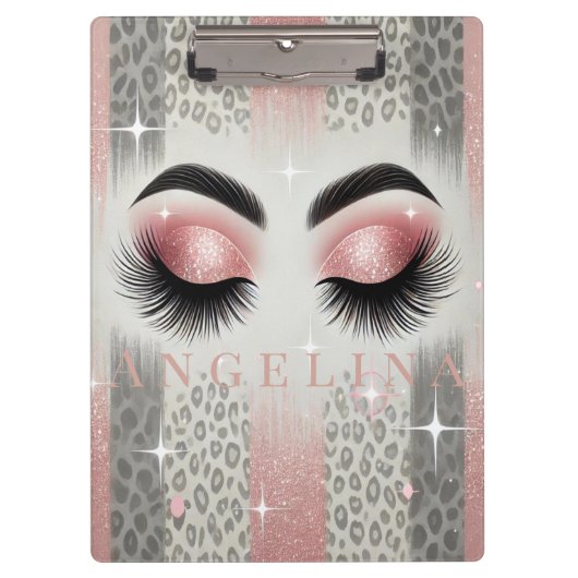 Klembord met roze glitters wimpers (Voorkant)