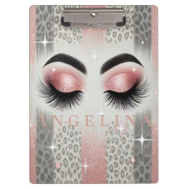 Klembord met roze glitterwimpers