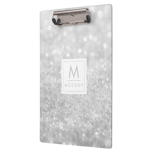 Klembord - Silver Glitter Initiaal Name (Links)