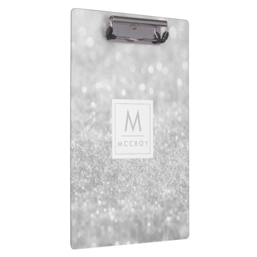 Klembord - Silver Glitter Initiaal Name (Rechts)