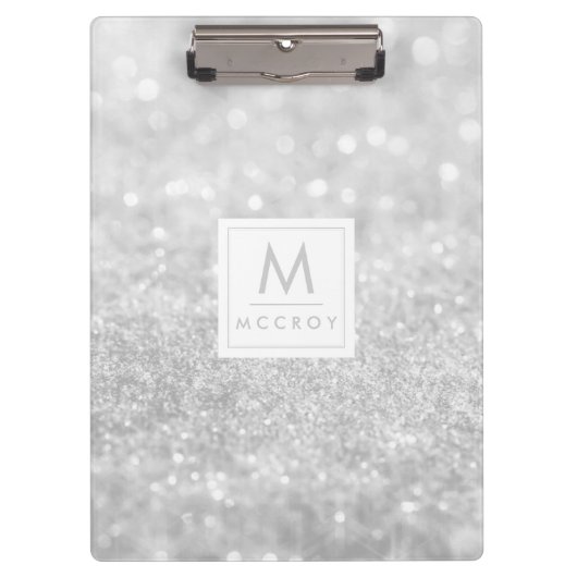 Klembord - Silver Glitter Initiaal Name (Voorkant)