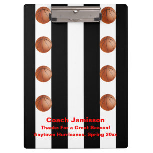 Klembord, zwart en wit, Basketball Coach Klembord