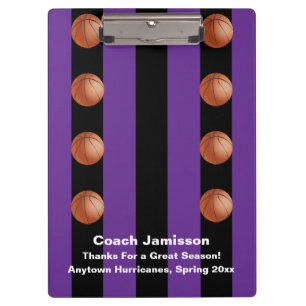 Klembord, zwarte en Paarse band, Basketball Coach Klembord