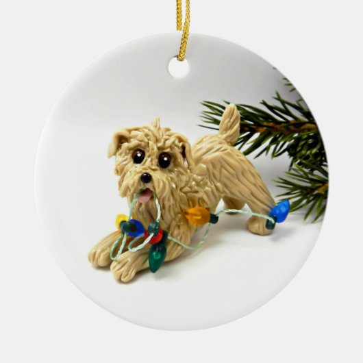 Klen van Imal Terrier Dog kerstversiering Keramisch Ornament (Voorkant)