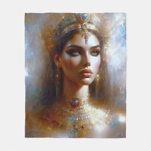Kleopatra Porträt in Goldener Majestät Fleece Deken (Voorkant)