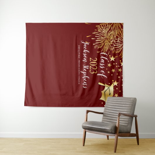 Klep Fireworks Graduation Cap - Tassel Class of 20 Wandkleed (In Situ (horizontaal))