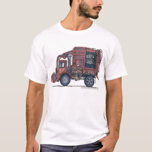 Klep vuilniswagen achterkant lade t-shirt