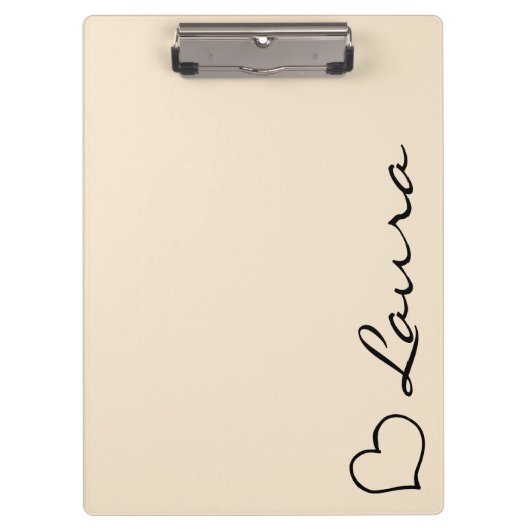 Klepbord met hart en naam script aangepast cadeau klembord (Voorkant)