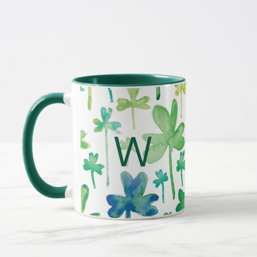 Klepel Sint-Patricksdag Groene Monogrammok Mok (Links)