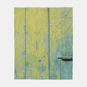 Klepfoto van geel en blauwgroen houten bord fleece deken