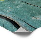 Klepfoto van geel en blauwgroen houten bord poster (Hoek)