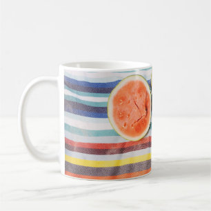 Klepfoto van gesneden watermeloenen op doek koffiemok