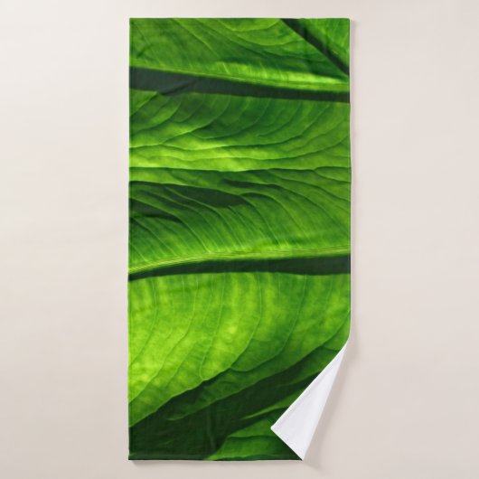 Klepfoto van groen blad badhanddoek (Badhanddoek)