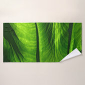 Klepfoto van groen blad badhanddoek (Badhanddoek)