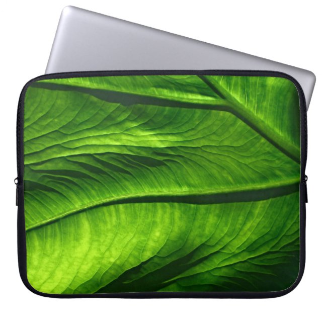Klepfoto van groen blad laptop sleeve (Voorkant)