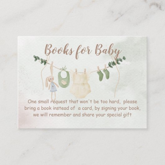 Kleren aan een lijn boho baby shower boek verzoek informatiekaartje (Voorkant)