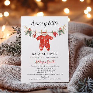Kleren Rood Kerstkindje Baby Shower Kaart