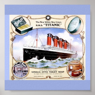 Kleur  1912 TITANIC-Afbeelding op toiletzeep en Poster
