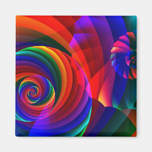 Kleur 7 Cool Modern Abstract Fractal Art Magneet