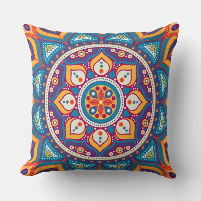 Kleur Abstract Mandala Decor Kussen (Voorkant)