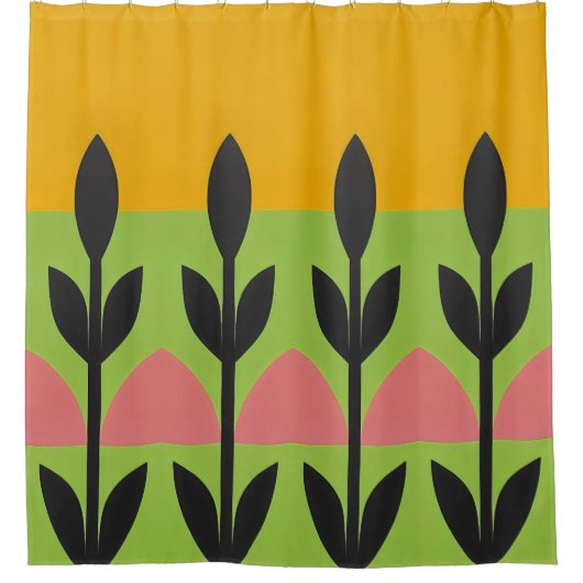 Kleur Abstracte bloemetjes vet Douchegordijn (Voorkant)