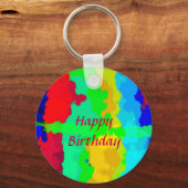 Kleur Abstracte Happy Birthday Colorful Custom Tex Sleutelhanger (Voorkant)