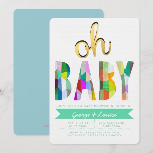 Kleur Baby shower uitnodiging (Voorkant / Achterkant)